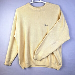 Greg Norman Cotton Pull Over Sweater Men's XL Yellow Shark Golf work Preppy